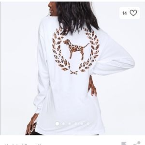 Pink VS Long Sleeve Tee Cheetah Print Campus Dog